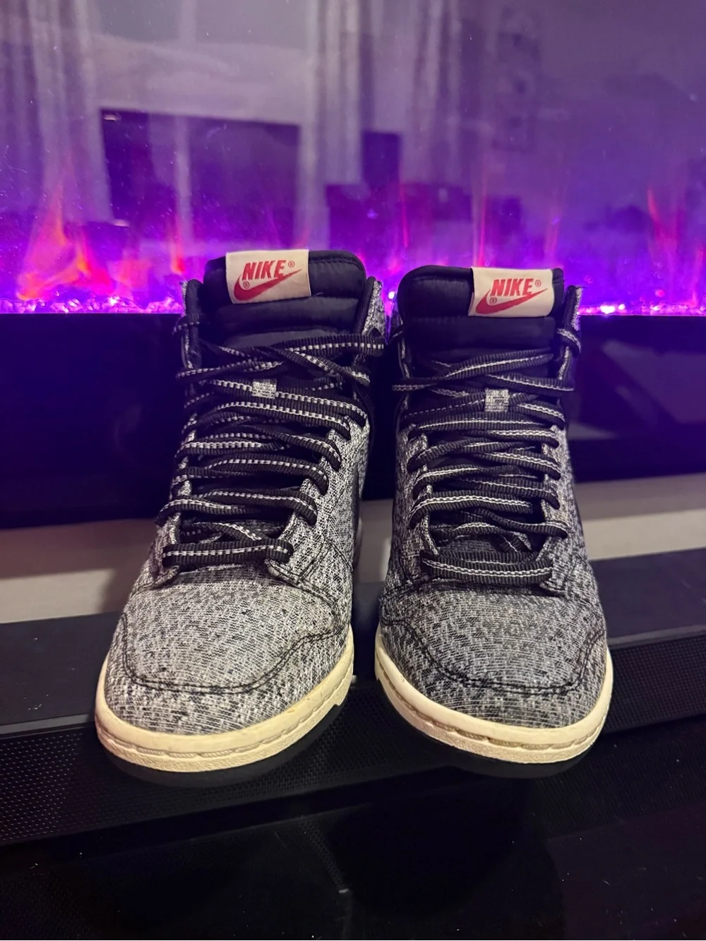 Nike Women’s Gray and Black High-Top Knit Sneakers